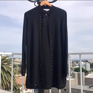 Vtg Bloomingdales Black Beaded Sweater Cardigan